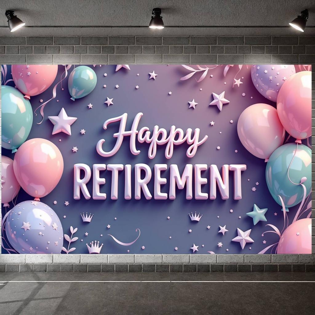 Retirement Background 3D Text Design Retirement Party Banner Retirement Backdrop Balloon Design