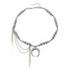 Fashionable Layering Bead Necklace With Crescent Charm Adjustable Chain For Women Trendy Jewelry Gift