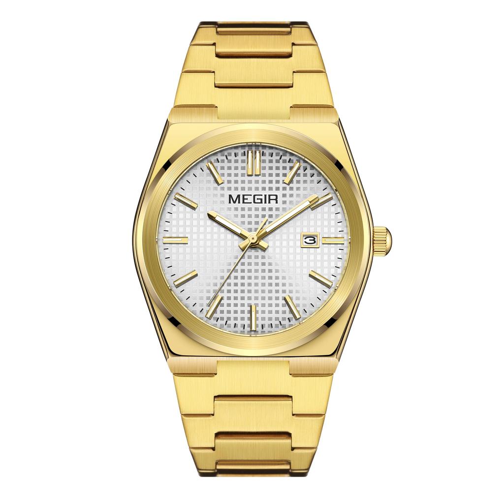 Megir Luxus Business Uhren für Herren Edelstahlarmband Wasserdicht Leuchtend Kalender Herren Quarz Armbanduhr Uhr Reloj Hombre 1086