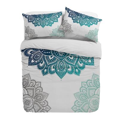 Copripiumino Mandala Floreale Bohemien Gradiente con Federa Set Biancheria da Letto Personalizzato 3 Pezzi Coperta Letto Matrimoniale Tessile per la Casa