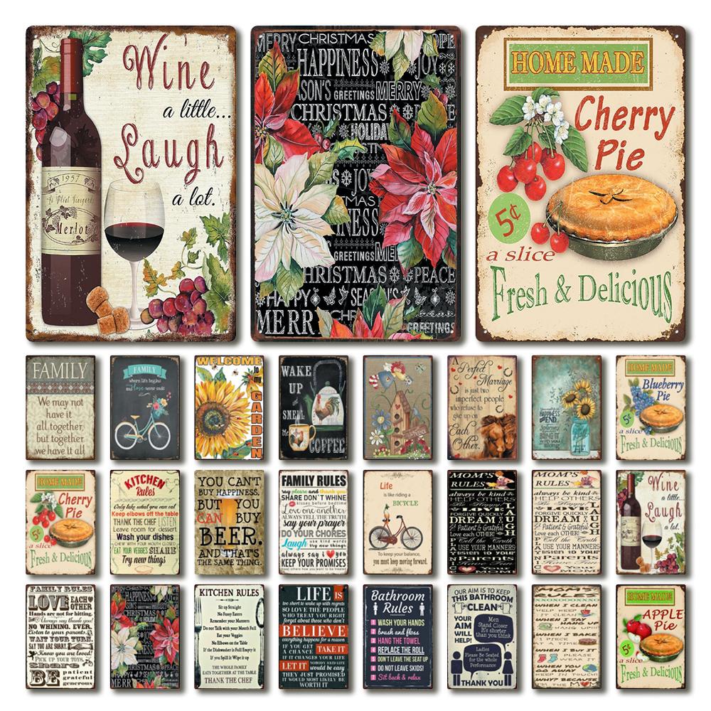

[ Келли66 ] Семейная кухня Правила ванной комнаты Яблочный пирог Цветочное искусство Жестяной плакат Металлическая вывеска Бар Декор Картина 20 * 30 см Размер Dy233