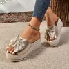 Women's Thick Sole Sandals Solid Color Versatile Bow High Quality Platform