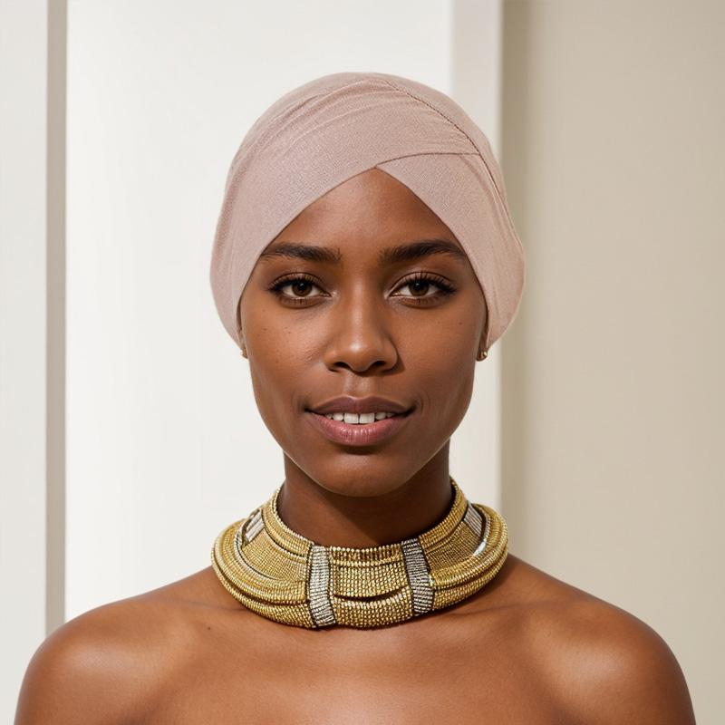 Hijab Caps Headdress Solid Color Muslim Underscarf Cap Soft Elastic Crossed Forehead Female Headscarf Turban Bonnet