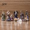 Statue del Presepe 11 Pezzi Set Natalizio, Mini Decorazione da Tavolo in Resina, Statua Sacra Famiglia Angeli Pastori Animali Statuette, Religioso Interno Casa