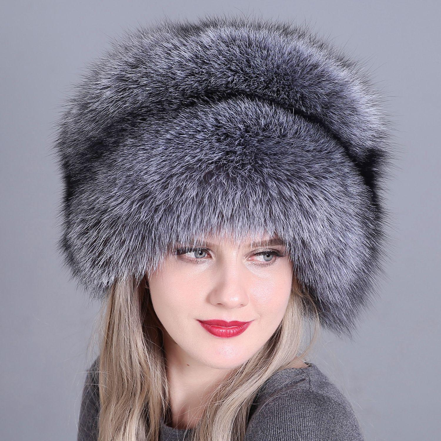 

Fox fur hat women s winter thickened warm ear protection Mongolian tail hat fur snow tide hat