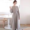 Plus Size Women's Autumn/Winter Plush Hooded Dress with Waist-Cinch, Ankle-Length, Slimming Fit