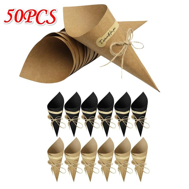 50Pcs/lot Kraft Paper Bouquet Wrapping Paper Flower Tube Creative Card Black Primary Color Greeting Card Diy Retro Dried Flower