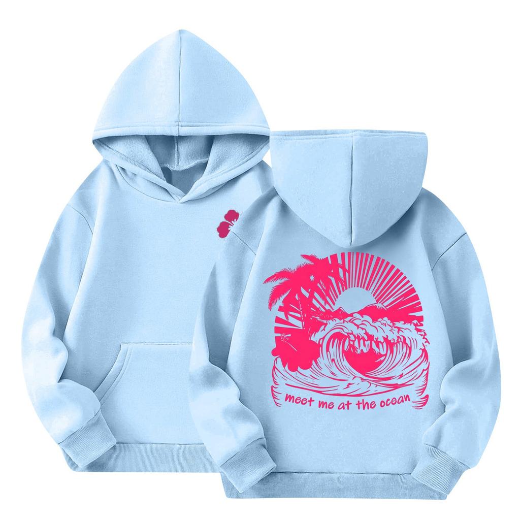 Women's Hooded Gradient Printed Long Sleeved Sweatshirt Loose Women's Sweatshirt  Sweatshirt