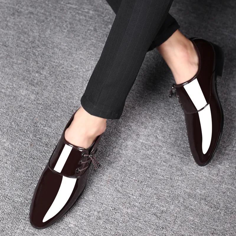 Trending Pointed Patent Leather Shoes for Men Business Shoe Men Bright Casual Shoes Large Wedding Shoes Party Shoes Men Oxfords