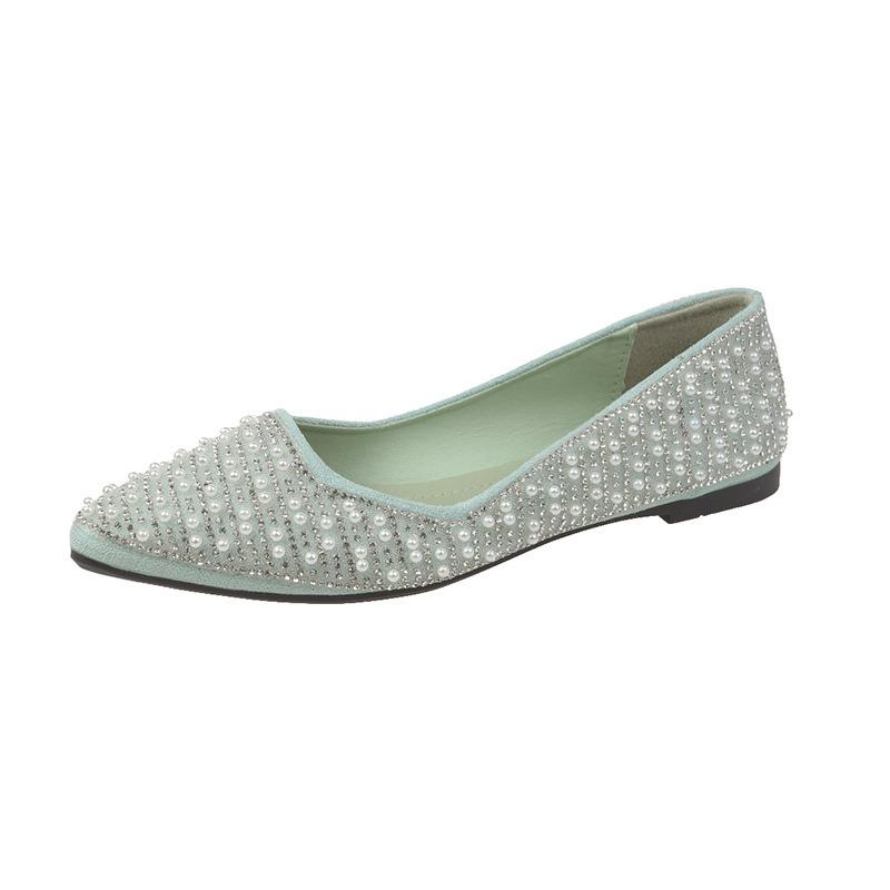 Spring and Summer New Low-heeled Flat-bottomed Pearl Decorative Foot Cover Doudou Single Shoes
