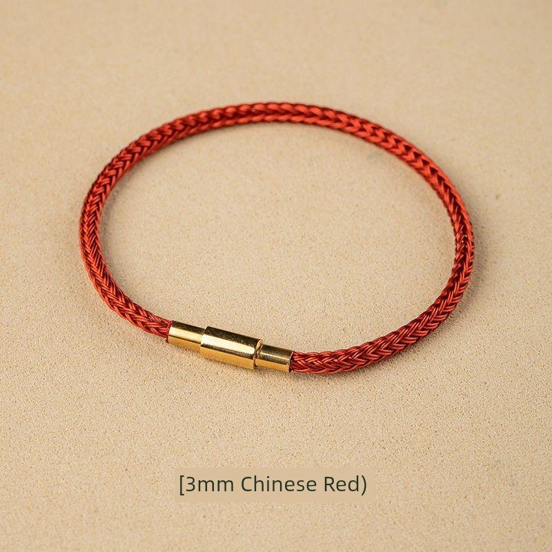 

Водонепроницаемый ремешок для переноски Lucky Beads Золотой браслет для мужчин и женщин Веревочный 3D Жесткое Чистое Золото DIY Аксессуары Этот Год Животного Красный Веревочный Браслет 17CM 3mm Chinese Red