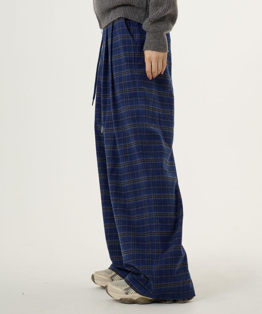 UNKNOWN PLANET Check Elastic Waist Pants Blue