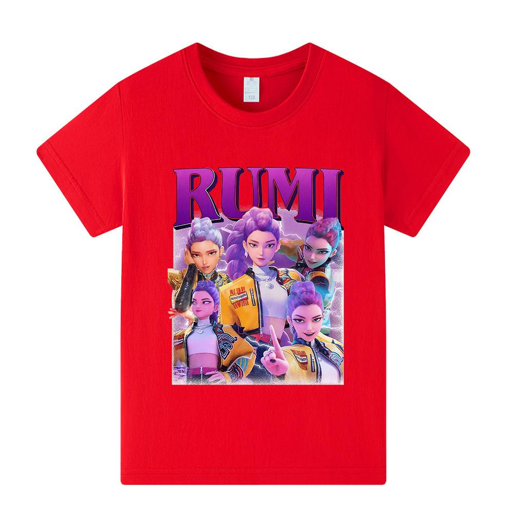 A1208 Kids Boys Girls Kpop Rumi Zoey Mira Print Short Sleeves T-shirt