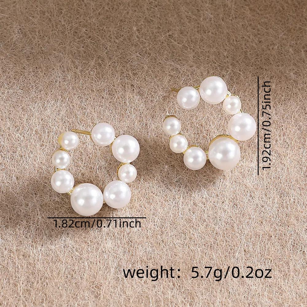 

Korean Creative Design Pearl Earrings Stud Ear Clips Fashion Minimalist Retro Alloy Gold золотий