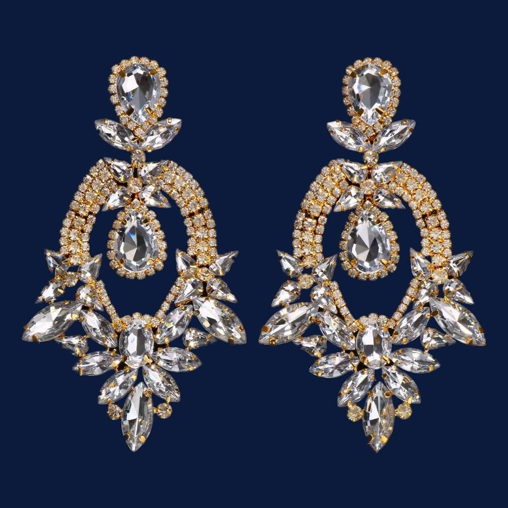 Heavy Industry Earrings Earrings Women'S Rhinestones Full Of Diamonds Exaggerated Banquet Bridal Jewelry