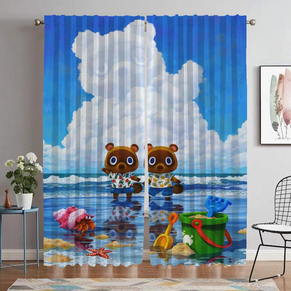 Kitchen Curtains for Living Room Curtain for Room 2 Panel Animal Crossing Shades Home Interior Curtains Halloween Decoration