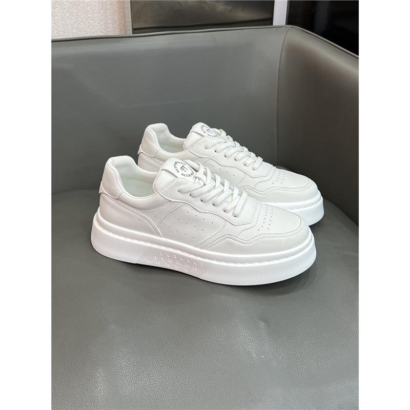 Chaussures à Lacets en Cuir Style Européen Homme Automne Respirantes Sportives Décontractées Polyvalentes Légères Semelle Épaisse Chaussures Blanches Ysd