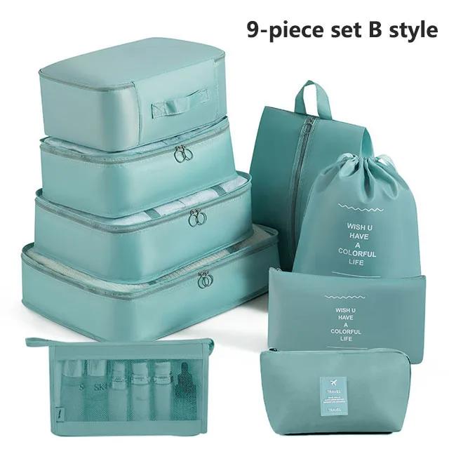 7-8-9-piece Set Travel Bag Organizer Clothes Luggage Travel Organizer Blanket Shoes Organizers Bag Suitcase Pouch Packing Cubes