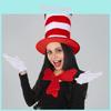 Κοστούμι Cosplay Γάτος με Καπέλο του Dr Seuss με Βελούδινο Καπέλο για Σκηνικές Παραστάσεις