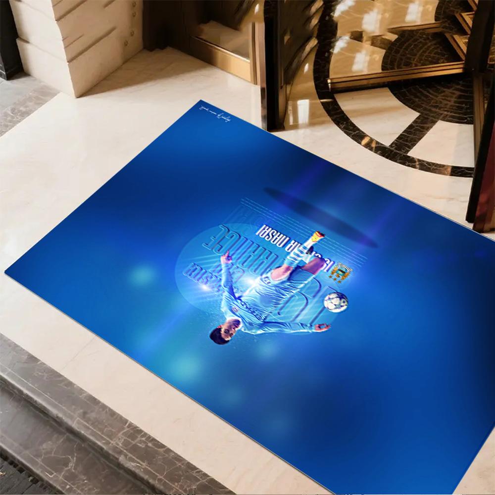 Football Player Blue Lights Carpet Perfect for Bedrooms Entryway Dining Room Hallway Antislip Carpet Decorate Offices Wedding Party Gift