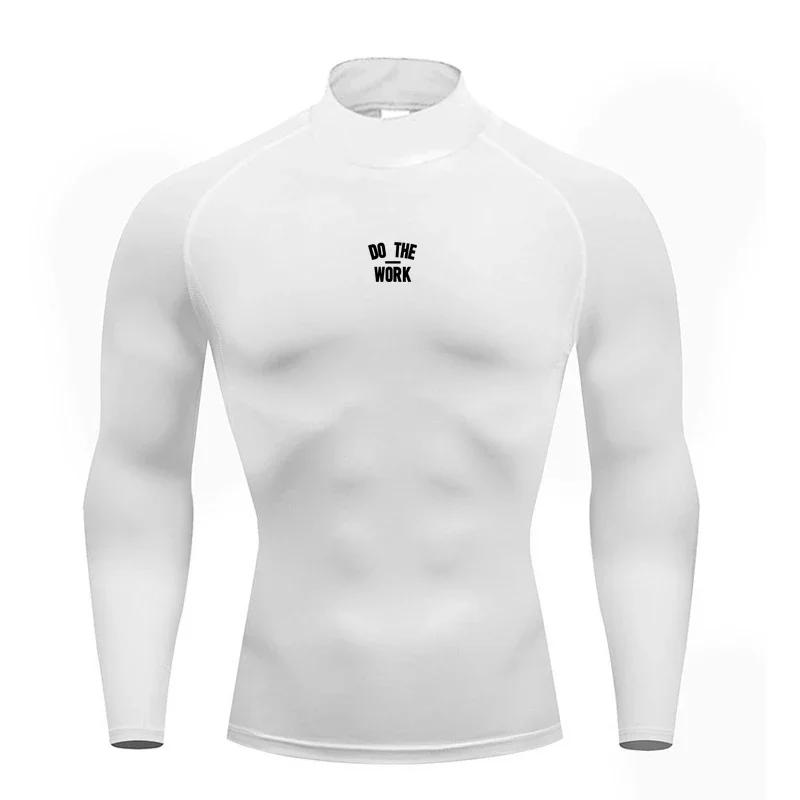Muscleguys Running T-shirts Mens Compression Shirt Fitness Tight Long Sleeve T Shirt DO THE WORK Gym Clothing Workout Quick Dry Rashgards