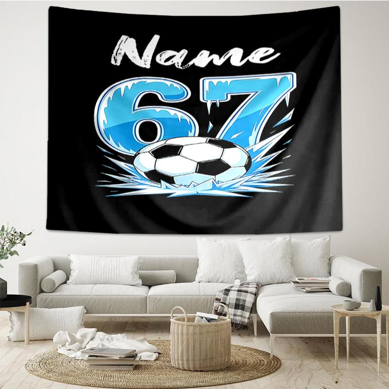 Custom Name 67 Print Tapestry, Backdrop, Easy Setup, Ideal for Bedroom, Office & Living Room, with Aesthetic Wall Hanging Decor.