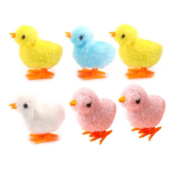6Pcs Clockwork Toys Plush Chick Wind-up Toys Realistic Appearance Simulated Chick Figures Fluffy Chick Toys