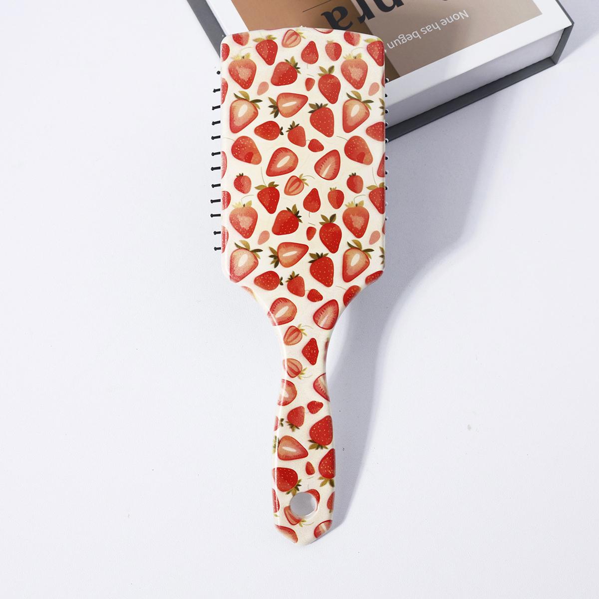

1pc strawberry patterned air cushion comb - anti-static, massage exfoliating comb, nylon bristles, suitable for all hairstyles