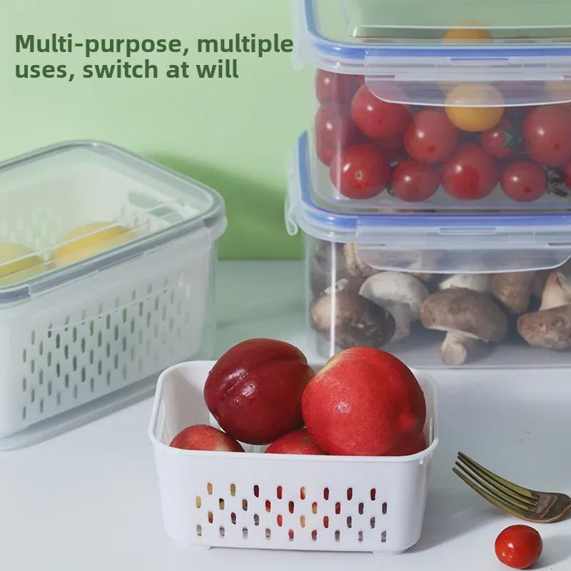 B2B Cross-Border Refrigerator Storage Box with Lid for Fresh Vegetables and Fruits