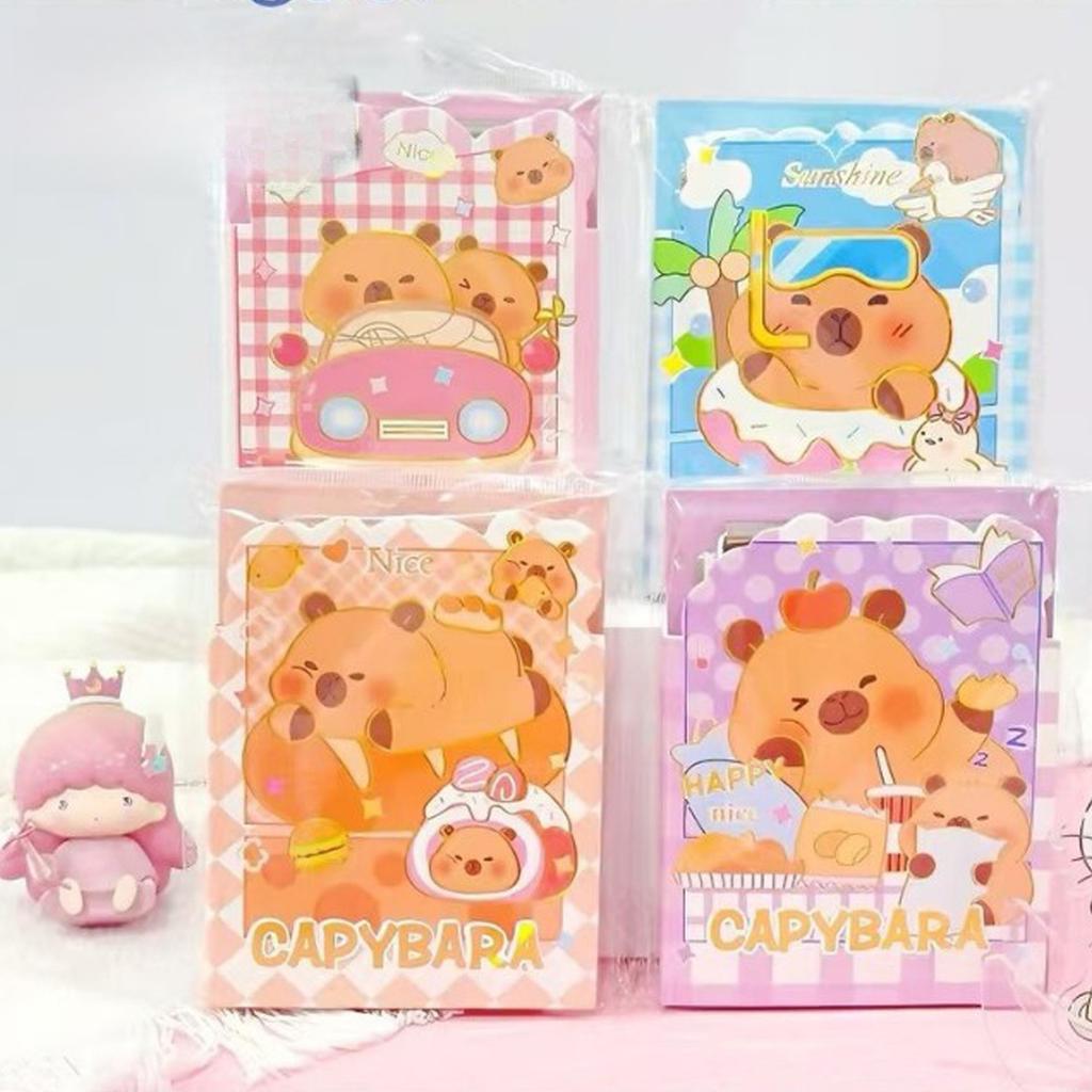 1Pc Capybara Horizontal Line Book Creative A7 Board Clip Book Portable Notebook Cartoon Student Learning Stationery Holiday Gift Novelty Stationery