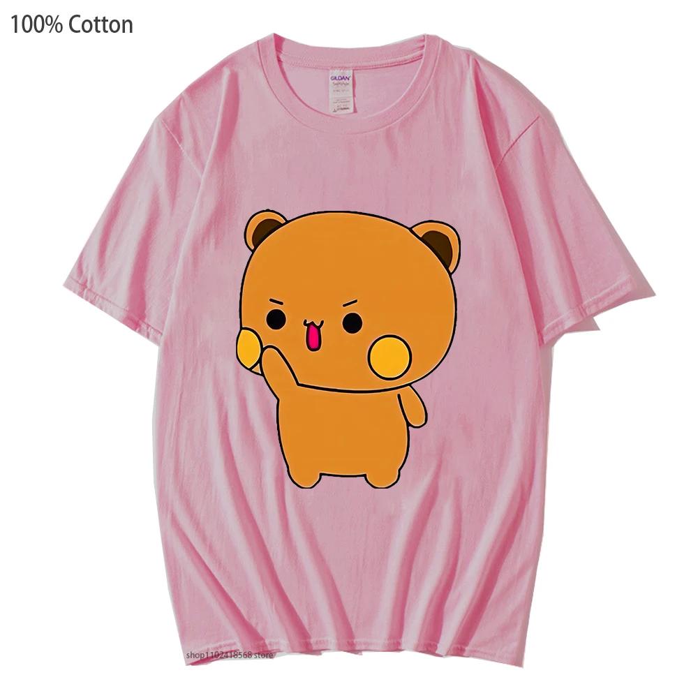 Couple T-Shirts Bubu with Dudu T-Shirts Cartoon Cute Panda and Brownie Bear Tshirt Men Women Cotton Shirt Kawaii Top