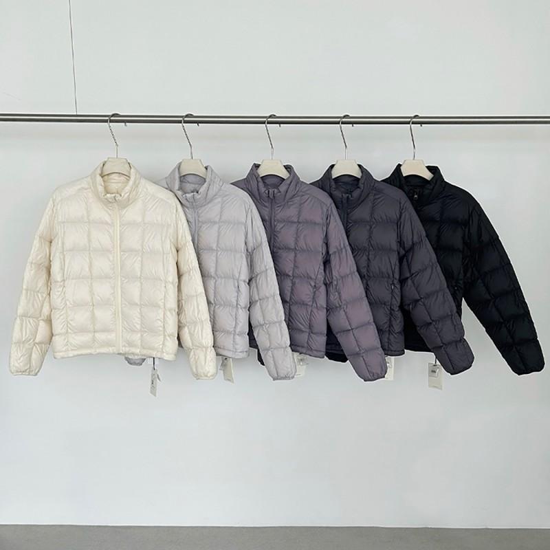 Womens Lightweight Down Jacket Winter Warm Slim Fit Stand Collar White Duck Coat Daily Commute