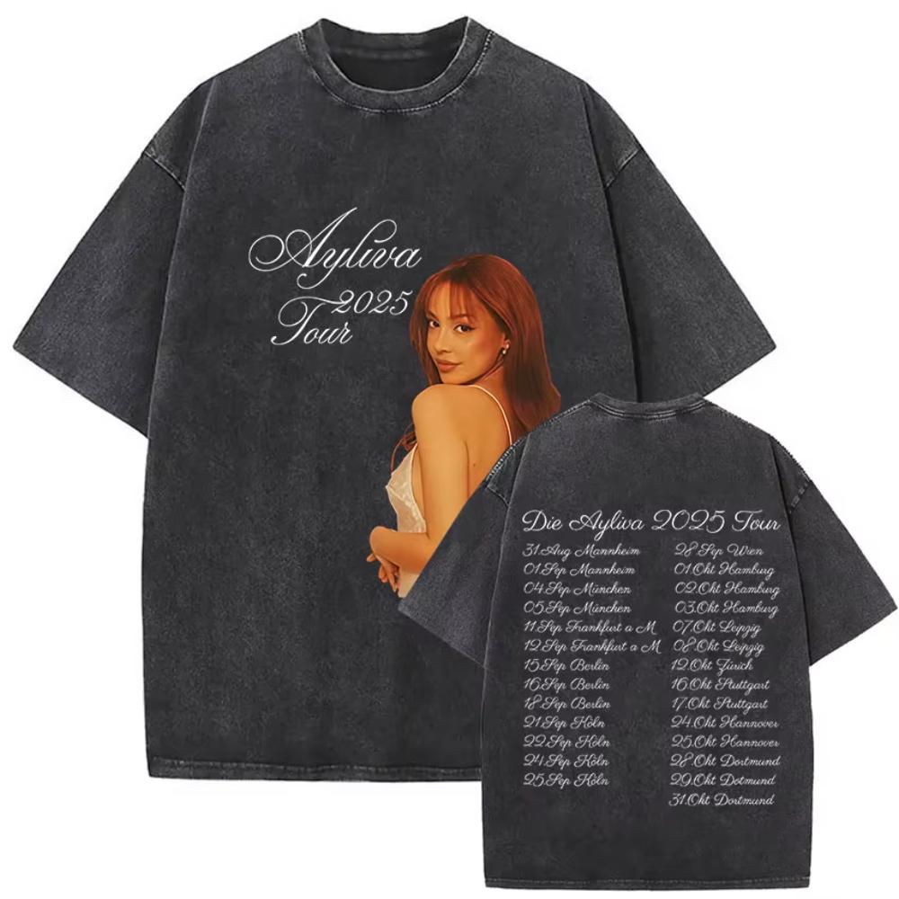 Cantante Die Ayliva Tour Fan Merch Magliette Uomo Donna Album Musicale Hip Hop T-shirt a Maniche Corte T-shirt in Puro Cotone Streetwear