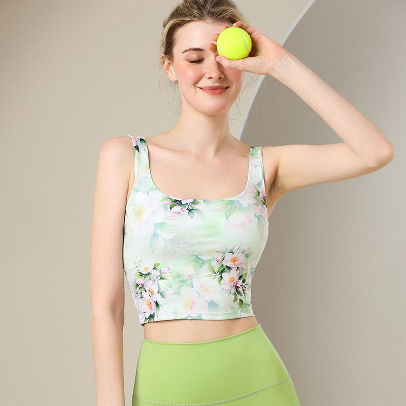Foreign Trade with Chest Pad Color Print Tops Yoga Clothes Vest Sports Bra Gym Intimates Running Outfit Women