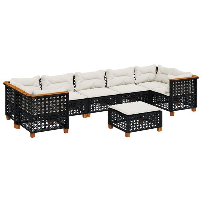 VidaXL Salon de jardin 8 pcs avec coussins noir résine tressée, ensemble de canapés d'extérieur, salon de jardin, ensemble 3261764