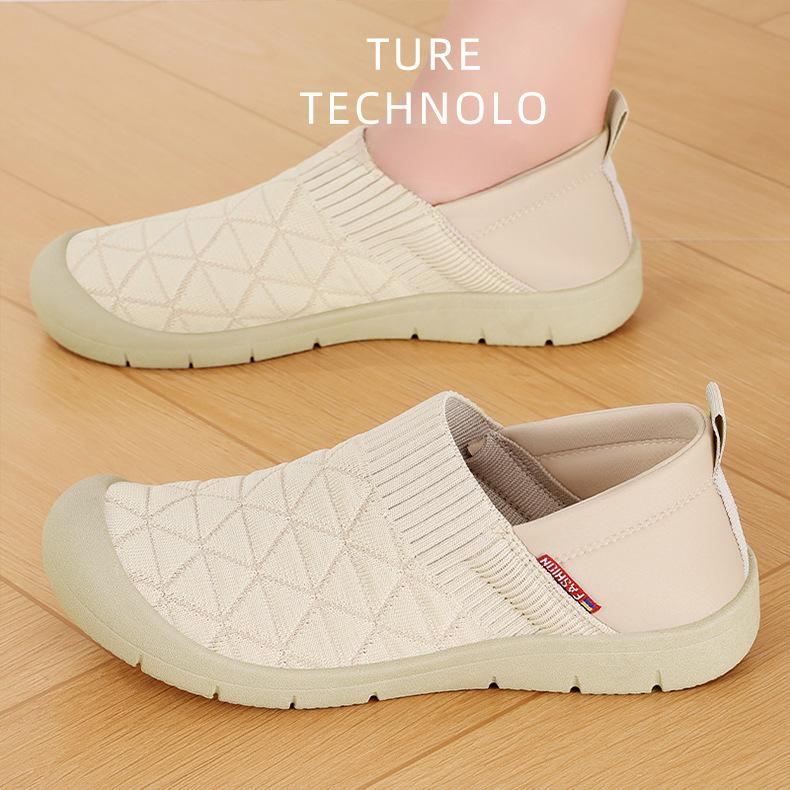 Damesidige sommernye enkle sko, komfortable flate sko, sko med myk såle for kvinner