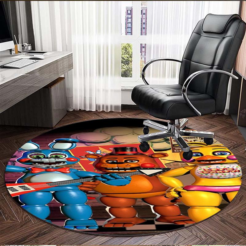 Five Nights at Freddy's Print Round Rug, Washable Floor Carpet, For Entryway Dorm Laundry Room Office Study, Home Decor Birthday Christmas Gift