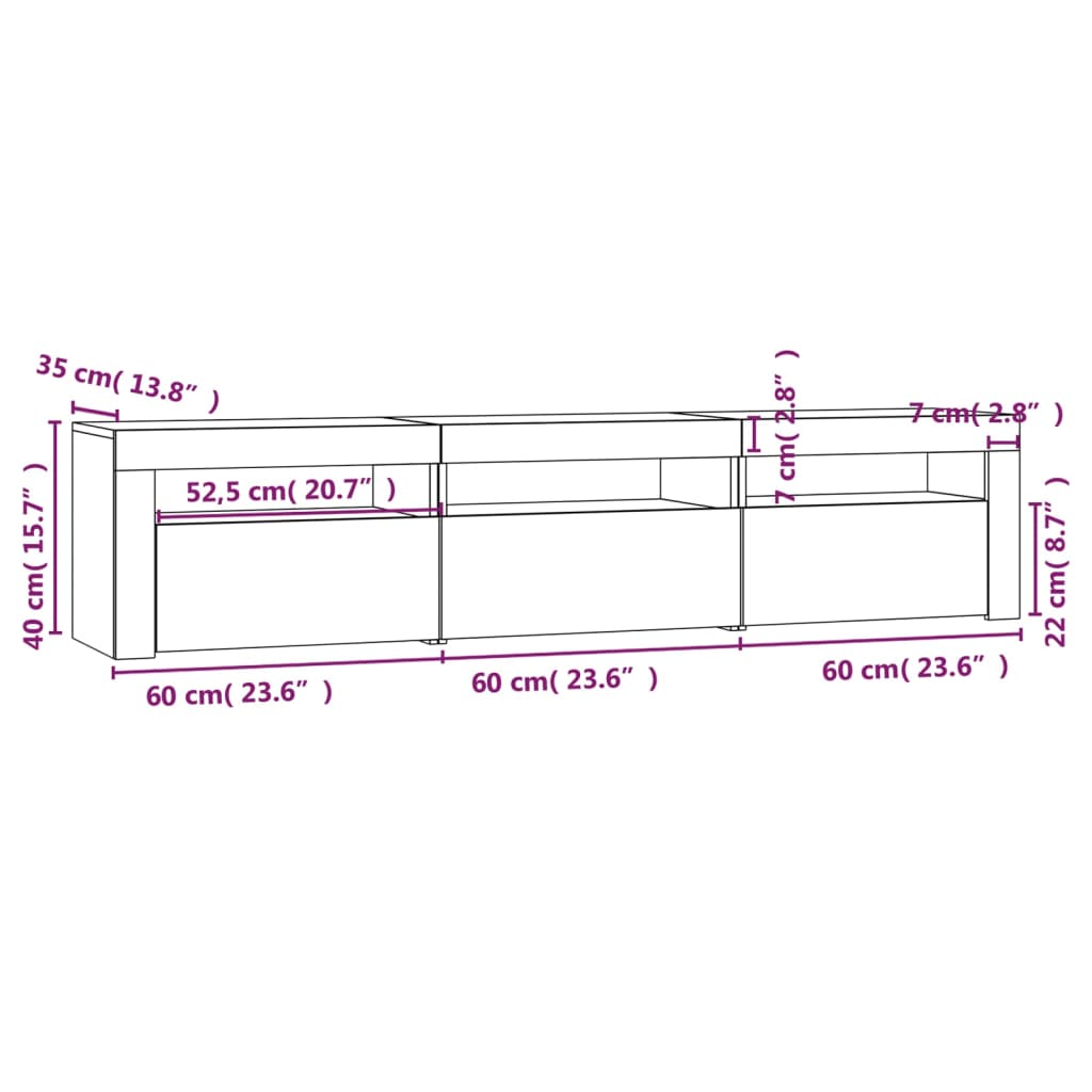 TV-Schrank mit LED-Leuchten Betongrau 180 x 35 x 40 cm