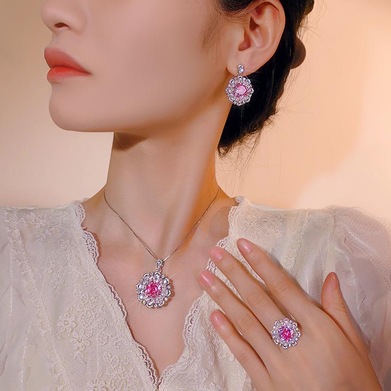 Jewelry Copper Bottom Gold-Plated Simulation Millennium Dragon Fruit Flower Set Main Stone 12-10M