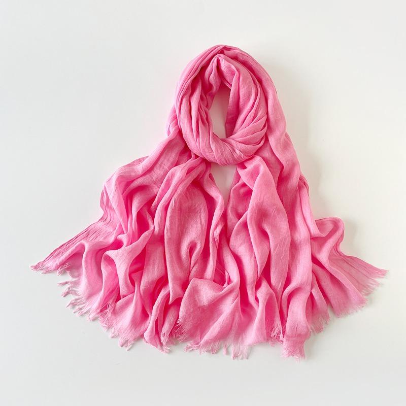 Solid color scarf shawl fashion literary cotton and linen scarf red silk scarf women's desert travel shawl