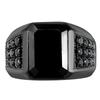 Hot Sale High Quality Geometric Black Rhinestone Crystal Zirconium Male Alloy Ring for Men Party Zircon Accessories