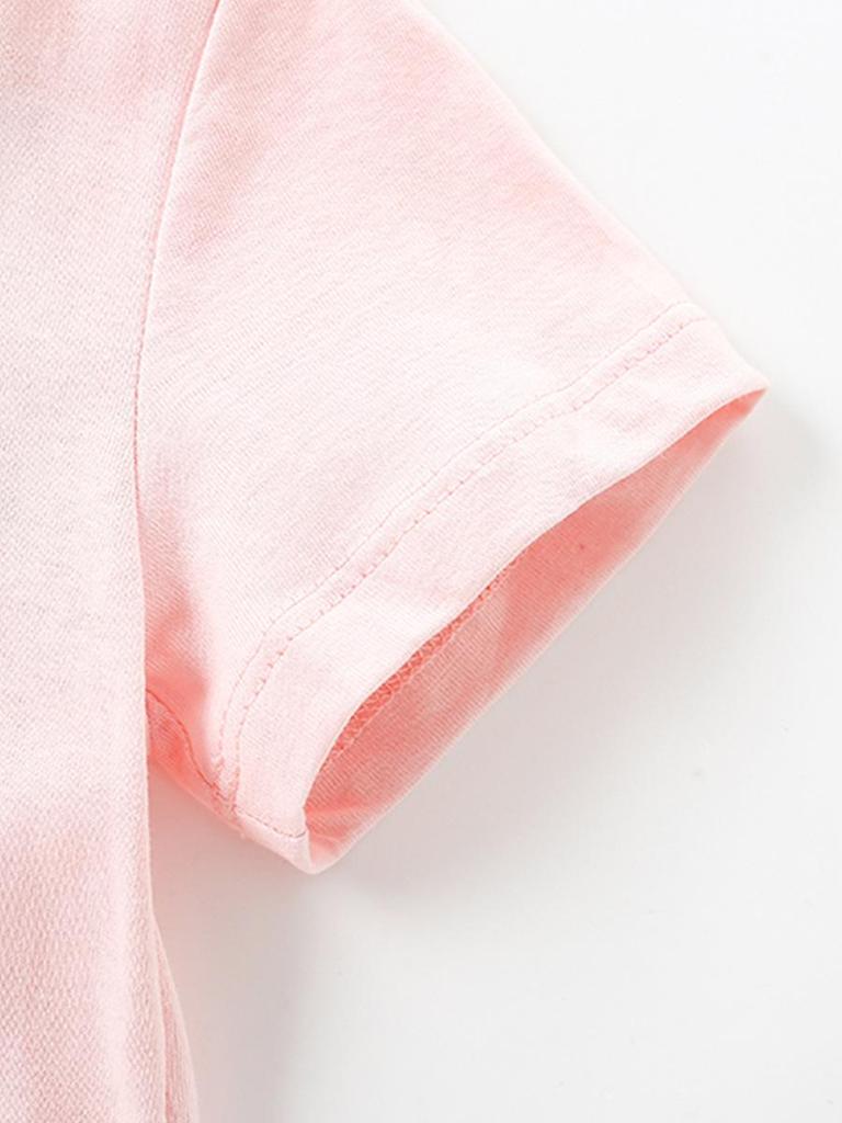 26-year Spring/Summer Kids' Rainbow Mesh Dress - Sweet Print, Round Neck, Short Sleeve, In Stock