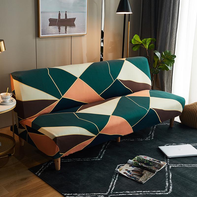 Černá Geometric skládací potah na pohovku Potahy na pohovku Spandex Stretchdouble Potah na sedadlo Potahy do obývacího pokoje Geometrický tisk