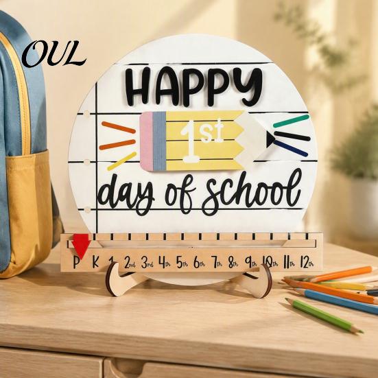 Safe Rounded Corner Wood Sign First Day of School Chalkboard Sign, Reusable Wooden Milestone Board, Back to Party Decoration Photography Prop
