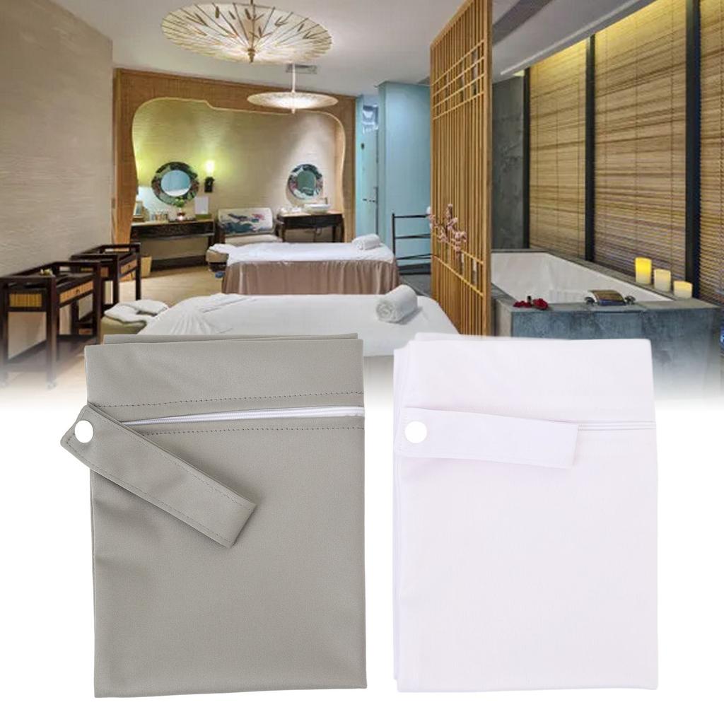 2pcs Wet Bags Zippered Water Proof Portable Outdoor Storage Bag Organizer for Wet Clothes Green White