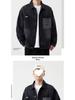 Men's Autumn Patchwork Denim Jacket: Precision Embroidery, Loose Fit, Plus Size Workwear Design.
