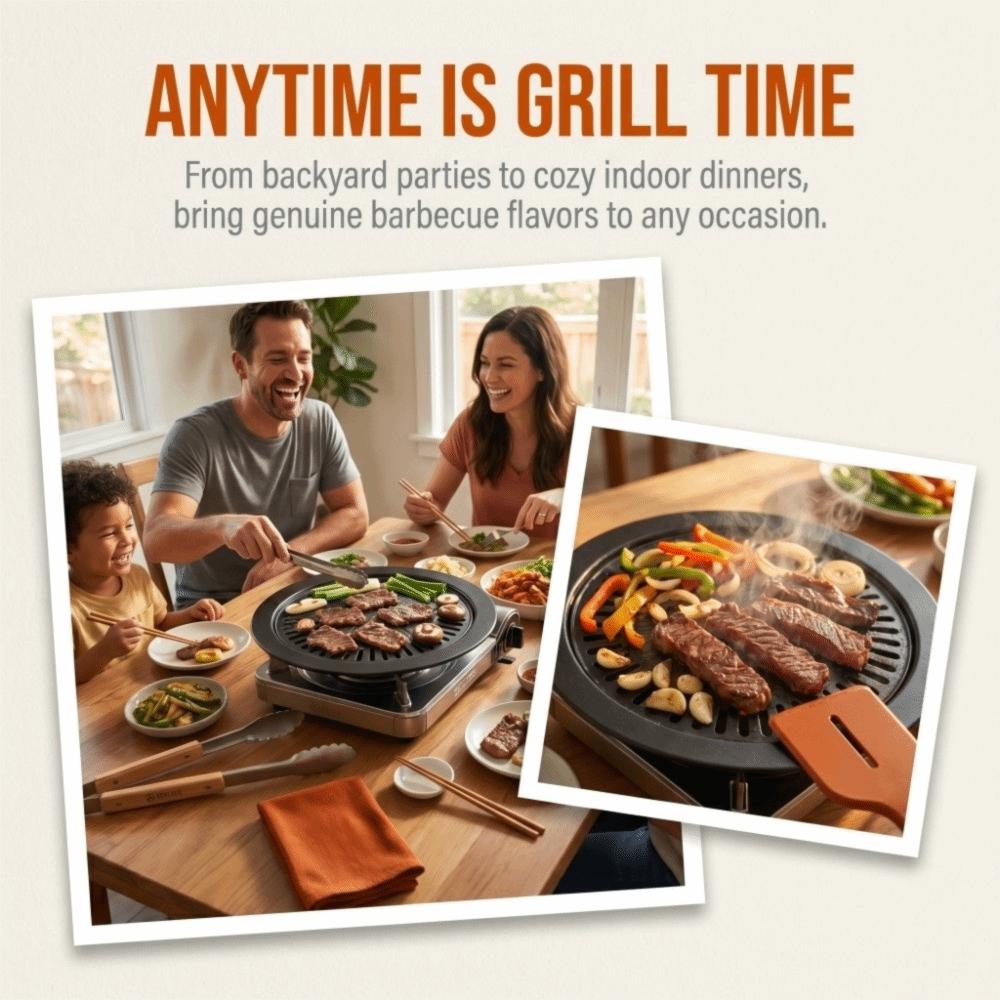 Iron BBQ Grill Pan Round Grill Rack Reusable Korean BBQ Grill Pan  Tourist Picnic Camping