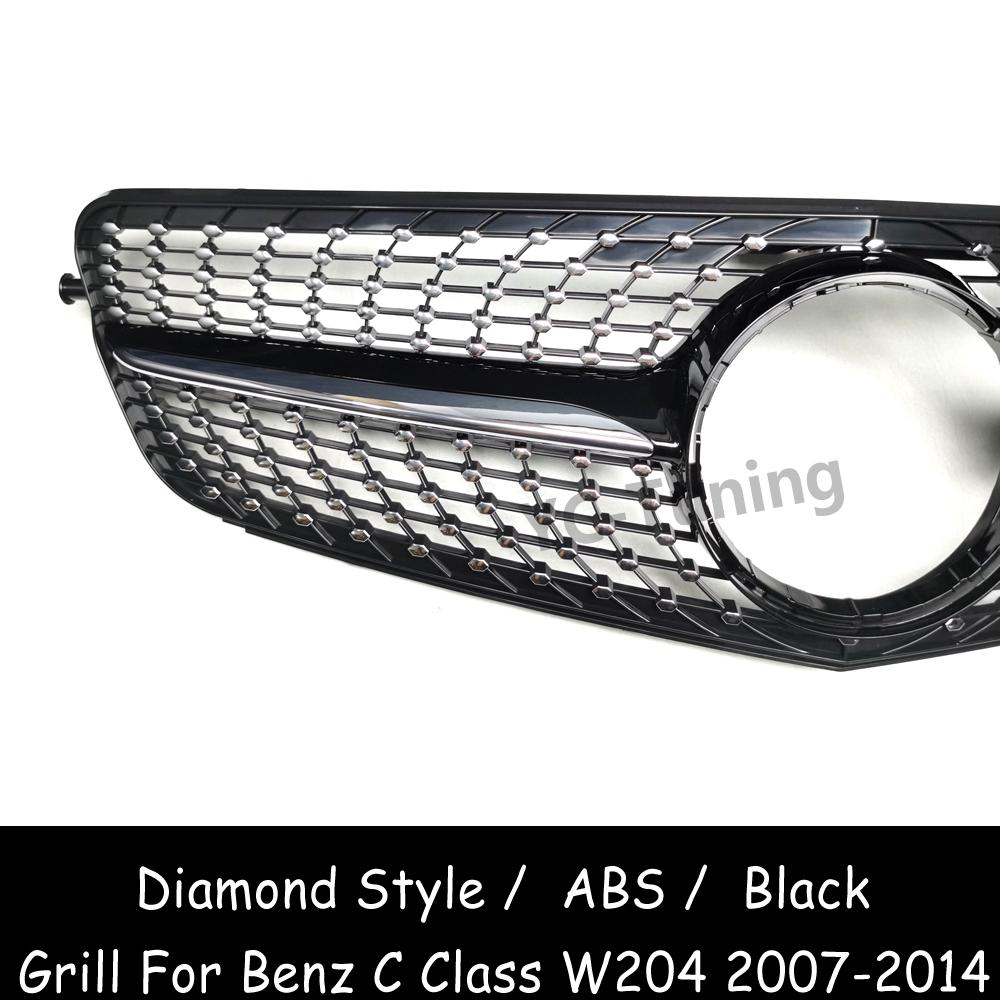 W204 Diamond Style ABS Front Bumper Grille For Mercedes Benz C Class W204 C180 C200 C250 C280 C300 C350 Racing Grills 2007-2014