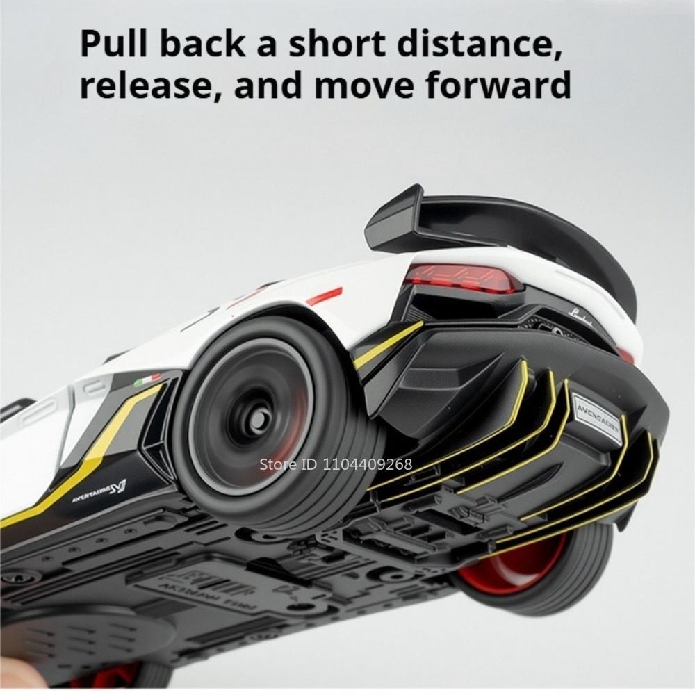 1:32 Scale SVJ63 V12GT Sports Car Model Toy Metal Diecast Music Light Pull Back Miniature Vehicle Models Kids Desktop Ornaments