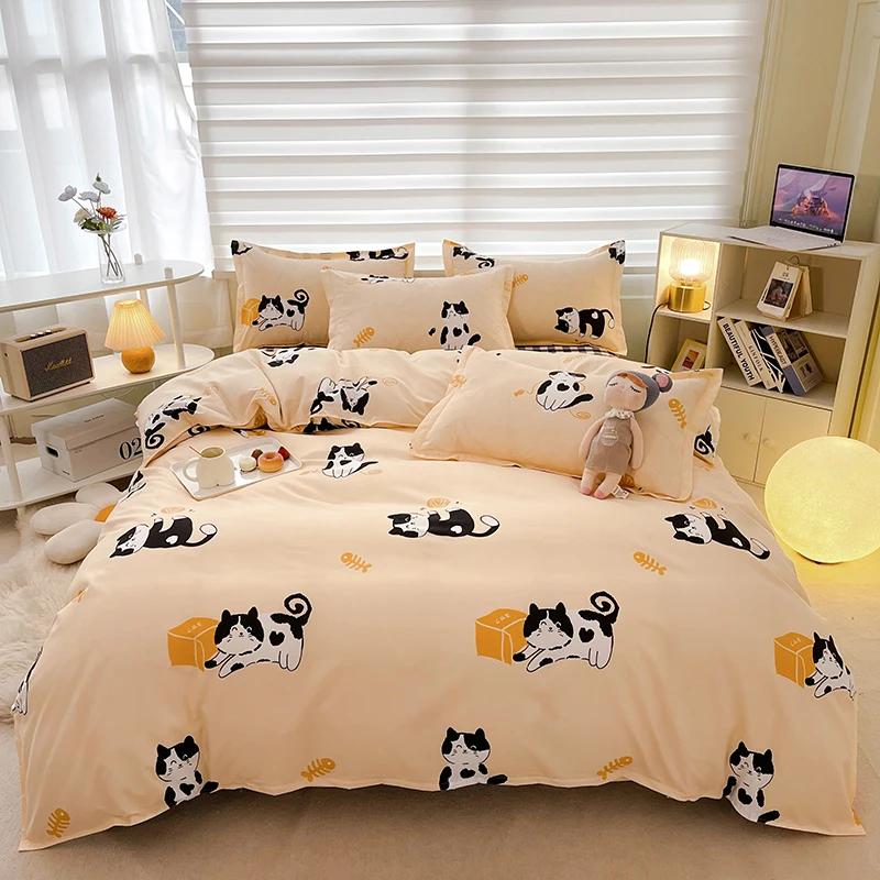 Blue Love Duvet Cover Set Heart Shaped Cute Rabbit Print Bedding Sets For Women Girls Teens Bed Set Flat Sheet Reversible Covers
